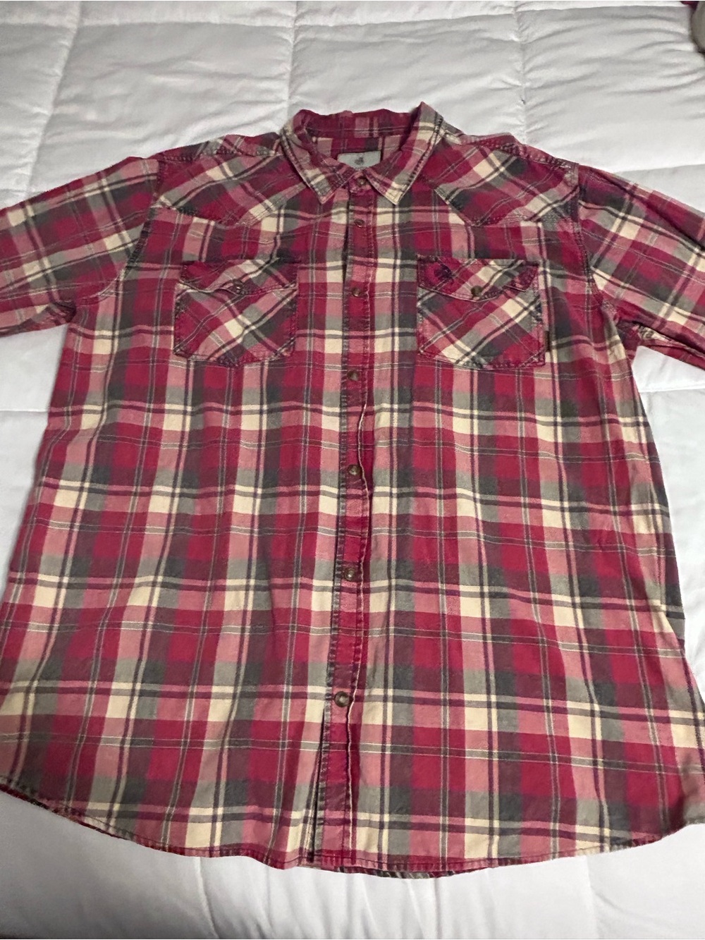 Legendary Whitetails Red and Cream Plaid Button-Down Shirt